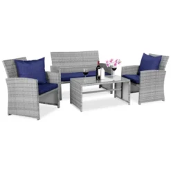 Best Choice Products 4-Piece Outdoor Wicker Patio Conversation Furniture Set W/ Coffee Table, Cushions -Best Choice Products GUEST deec6447 a65f 4def a1ac a91a1b7b38c9