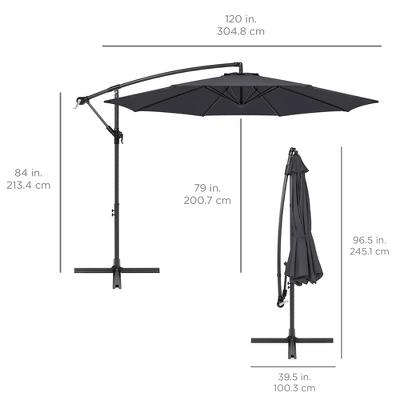Best Choice Products 10ft Offset Hanging Outdoor Market Patio Umbrella W/ Easy Tilt Adjustment 8 Best Choice Products 10ft Offset Hanging Outdoor Market Patio Umbrella W/ Easy Tilt Adjustment - Image 6