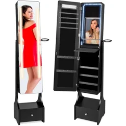 Best Choice Products Full Length LED Mirrored Jewelry Storage Organizer Cabinet W/ Interior & Exterior Lights -Best Choice Products GUEST e1c5b4e9 ded4 4888 bd4d 9ec5f1d58141