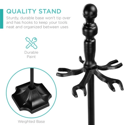 Best Choice Products 5-Piece Fireplace And Firepit Iron Tool Set W/ Tongs, Poker, Broom, Shovel, Stand 4 Best Choice Products 5-Piece Fireplace And Firepit Iron Tool Set W/ Tongs, Poker, Broom, Shovel, Stand - Image 2