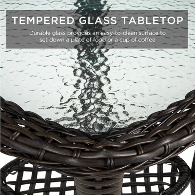 Best Choice Products 3-Piece Patio Wicker Bistro Furniture Set W/ 2 Cushioned Swivel Rocking Chairs, Side Table 5 Best Choice Products 3-Piece Patio Wicker Bistro Furniture Set W/ 2 Cushioned Swivel Rocking Chairs, Side Table - Image 3