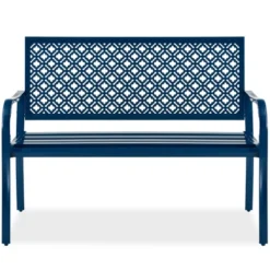 Best Choice Products Indoor Outdoor Steel Garden Bench W/ Geometric Backrest, Foot Levelers -Best Choice Products GUEST e4b50d43 627b 4551 91f6 e9232ae639c5