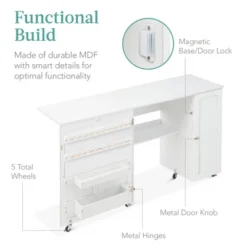 Best Choice Products Large Portable Multipurpose Folding Sewing Table W/ Magnetic Doors, Craft Storage & Bins - White 12 Best Choice Products Large Portable Multipurpose Folding Sewing Table W/ Magnetic Doors, Craft Storage & Bins - White -Best Choice Products GUEST e604f15e 070a 475a a5c7 b7b7dbd55989