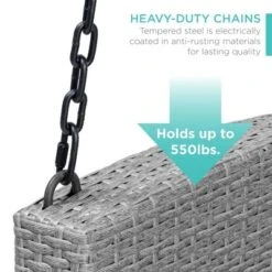 Best Choice Products Woven Wicker Hanging Porch Swing Bench For Patio, Deck W/ Mounting Chains, Seat Cushion 14 Best Choice Products Woven Wicker Hanging Porch Swing Bench For Patio, Deck W/ Mounting Chains, Seat Cushion -Best Choice Products GUEST e69a1f78 176f 44ba be6b 5eff18dd7ce7