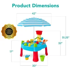 Best Choice Products Kids Sand & Water Outdoor Activity Table, 2-in-1 Play Set W/ 18 Accessories, Adjustable Umbrella -Best Choice Products GUEST e7099aff 7d90 4a35 a31a f777c14e1cd0