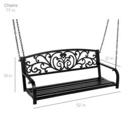 Best Choice Products 2-Person Metal Outdoor Porch Swing, Hanging Steel Patio Bench W/ Floral Accent - Black -Best Choice Products GUEST e9897e0e d52d 42ba 8743 617485658451