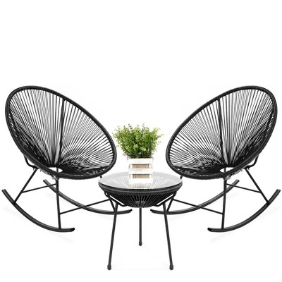 Best Choice Products 3-Piece All-Weather Patio Woven Rope Acapulco-Style Bistro Furniture Set W/ Rocking Chairs, Table 11 Best Choice Products 3-Piece All-Weather Patio Woven Rope Acapulco-Style Bistro Furniture Set W/ Rocking Chairs, Table - Image 9