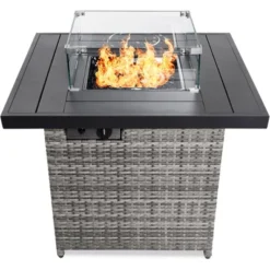 Best Choice Products 32in Fire Pit Table 50,000 BTU Outdoor Wicker Patio W/ Wind Guard, Glass Beads, Cover -Best Choice Products GUEST ecd8786a fcf8 456f adf2 481695d10dd6