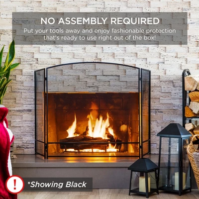 Best Choice Products 54.25x30.25in 3-Panel Steel Mesh Fireplace Screen, Spark Guard W/ Rustic Worn Finish 7 Best Choice Products 54.25x30.25in 3-Panel Steel Mesh Fireplace Screen, Spark Guard W/ Rustic Worn Finish - Image 5