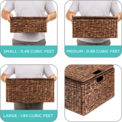 Best Choice Products Set Of 3 Large Multipurpose Hyacinth Storage Baskets W/ Insert Handles, Lid - 21", 20", 18" -Best Choice Products GUEST ee3caf2c 67b5 45f5 b252 8f1ec537be26