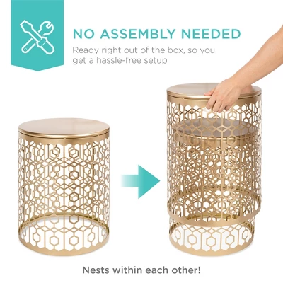 Best Choice Products Set Of 2 Decorative Nesting Round Patterned Accent Side Coffee End Table Nightstands 7 Best Choice Products Set Of 2 Decorative Nesting Round Patterned Accent Side Coffee End Table Nightstands - Image 5