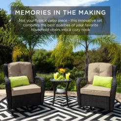 Best Choice Products 3-Piece Patio Wicker Bistro Furniture Set W/ 2 Cushioned Swivel Rocking Chairs, Side Table 16 Best Choice Products 3-Piece Patio Wicker Bistro Furniture Set W/ 2 Cushioned Swivel Rocking Chairs, Side Table -Best Choice Products GUEST eff9c5f1 b7da 4de2 a5a9 cfbc9b6bf3fa