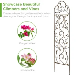 Best Choice Products 60x15in Iron Arched Garden Trellis Fence Panel W/ Branches, Birds For Climbing Plants - Bronze -Best Choice Products GUEST f0462168 5c93 4f07 a3bb 869baf6ee396