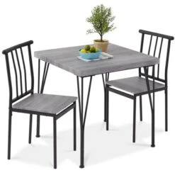 Best Choice Products 3-Piece Indoor Metal Wood Square Dining Table, Furniture Set W/ 2 Chairs -Best Choice Products GUEST f241fd9b a97b 4045 a90e 253c27af77c1