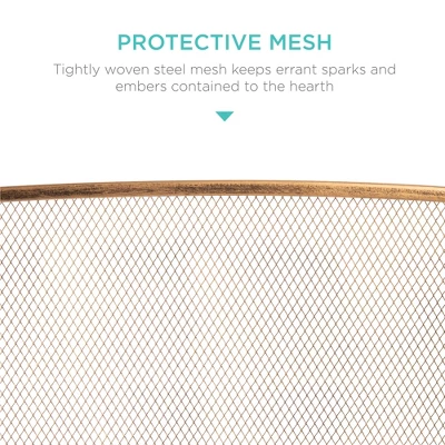 Best Choice Products 54.25x30.25in 3-Panel Steel Mesh Fireplace Screen, Spark Guard W/ Rustic Worn Finish 4 Best Choice Products 54.25x30.25in 3-Panel Steel Mesh Fireplace Screen, Spark Guard W/ Rustic Worn Finish - Image 2