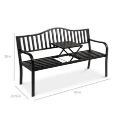 Best Choice Products Outdoor Garden Steel Patio Porch Bench With Pullout Middle Table W/ Weather-Resistant Frame - Black 13 Best Choice Products Outdoor Garden Steel Patio Porch Bench With Pullout Middle Table W/ Weather-Resistant Frame - Black -Best Choice Products GUEST f4e60257 3d58 497c aa85 166090396f00