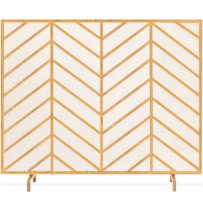 Best Choice Products 52x31in 3-Panel Iron Chevron Fireplace Screen, Spark Guard W/ Handles 9 Best Choice Products 52x31in 3-Panel Iron Chevron Fireplace Screen, Spark Guard W/ Handles - Image 7