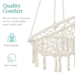 Best Choice Products Handwoven Cotton Macramé Hammock Hanging Chair Swing For Indoor & Outdoor Use W/ Backrest -Best Choice Products GUEST f582b728 de76 4876 b4d6 f6e7976ee5ad