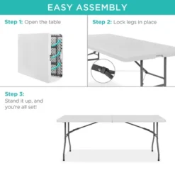 Best Choice Products 6ft Plastic Folding Table, Indoor Outdoor Heavy Duty Portable W/ Handle, Lock For Picnic -Best Choice Products GUEST f648a035 0a95 4628 afd9 4b38631829d0