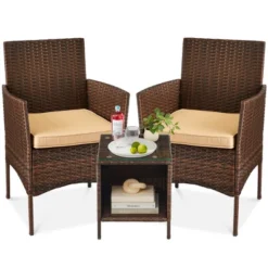 Best Choice Products 3-Piece Outdoor Wicker Conversation Bistro Set, Patio Chat Furniture W/ 2 Chairs, Table -Best Choice Products GUEST f6bfd971 5f10 447a a463 1221e5d07c36