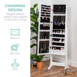 Best Choice Products 6-Tier Standing Mirror Lockable Storage Organizer Cabinet Armoire W/ Velvet Interior -Best Choice Products GUEST f818e215 067f 4a3a 8488 d36fe696f64c