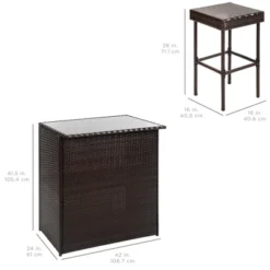 Best Choice Products 3-Piece All-Weather Wicker Bar Table Set For Patio, Backyard W/ 2 Stools, Glass Tabletop - Brown 13 Best Choice Products 3-Piece All-Weather Wicker Bar Table Set For Patio, Backyard W/ 2 Stools, Glass Tabletop - Brown -Best Choice Products GUEST f86604ee 8e45 4904 a26c e731bb3797f6