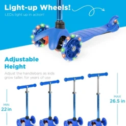 Best Choice Products Kids Mini Kick Scooter Toy W/ Light-Up Wheels And Height Adjustable T-Bar