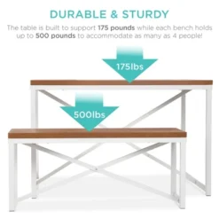 Best Choice Products 45.5in 3-Piece Bench Style Dining Furniture Set, 4-Person Dinette W/ 2 Benches, Table 18 Best Choice Products 45.5in 3-Piece Bench Style Dining Furniture Set, 4-Person Dinette W/ 2 Benches, Table -Best Choice Products GUEST f98f57c4 dae6 4d78 a699 977836d5e084