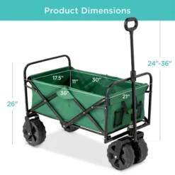 Best Choice Products 36in Folding Multipurpose Indoor Outdoor Utility Cart W/ Swivel Wheels, Adjustable Handle - Green -Best Choice Products GUEST fb8e7ca7 6392 4154 af3b 04ea54302f6a