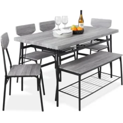 Best Choice Products 6-Piece 55in Modern Home Dining Set W/ Storage Racks, Rectangular Table, Bench, 4 Chairs -Best Choice Products GUEST ff733a57 b897 4c71 9a2a 07cfa76a9dde
