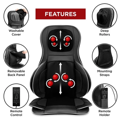 Best Choice Products Air Compression Shiatsu Neck & Back Massager Seat Chair Pad Massage Cushion, 2D/3D Kneading W/ Heat 6 Best Choice Products Air Compression Shiatsu Neck & Back Massager Seat Chair Pad Massage Cushion, 2D/3D Kneading W/ Heat - Image 4